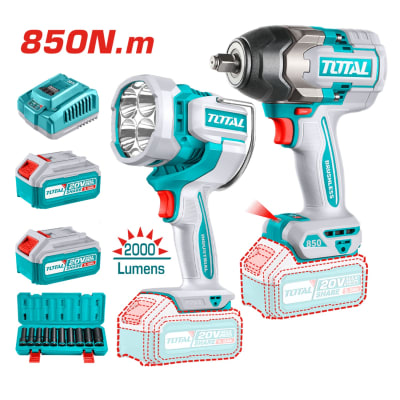 Combo llave de impacto 850Nm + linterna Total