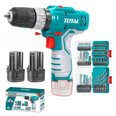 Taladro Percutor 20nm 12v + Set de Brocas Total