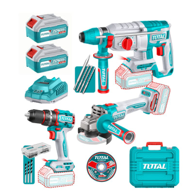Mega Combo Industrial Taladro + Amoladora + Rotomartillo Total1