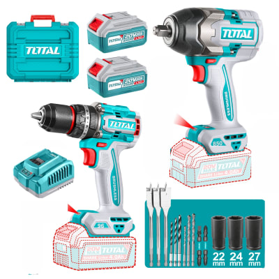 Taladro Percutor 96nm + Llave de Impacto 850nm 20v Industrial total