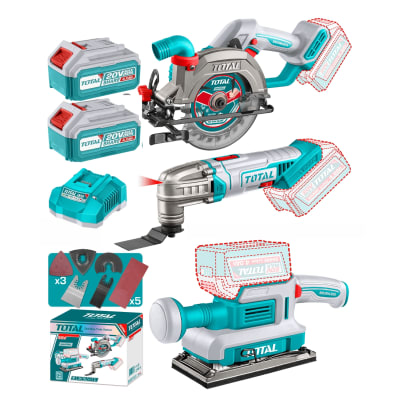 Combo 3 en 1 Sierra Circular 5 1/2'' + Herramienta Multi + Lijadora 20v Total