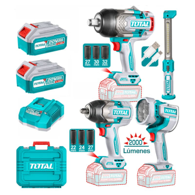 Combo 4 en 1 Llave de Impacto 1350nm + 850nm + 2 Linternas 20v Total