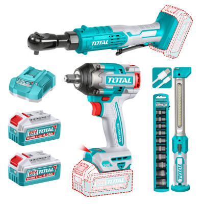 Combo 3 en 1  Llave de Impacto + Ratchet + Linterna 2x4ah1