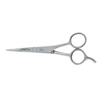 Tijera 5 1/2'' acero inoxidable con gancho para estilista Pretul