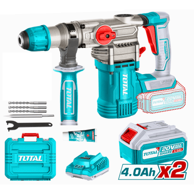 Rotomartillo SDS Plus 4.5 Joules + 2 baterias 4ah Total1