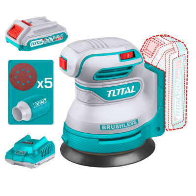 Lijadora Orbital Inalmabrica 5'' + Bateria y Cargador 20v Total