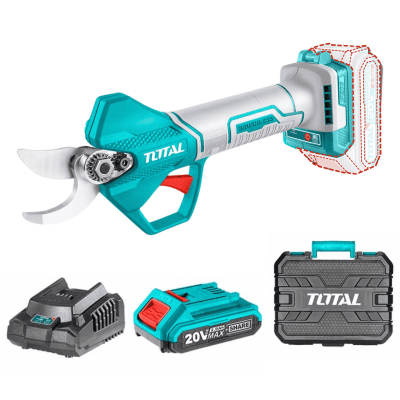 Tijera de podar inalambrico 25 mm + bateria 2ah y cargador Total