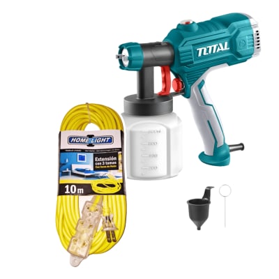Pistola para pintar 450W Total + Extension 10m 3 tomas Home Light