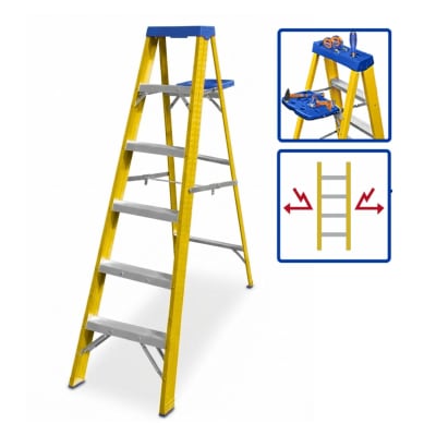 Escalera fibra de vidrio 5 peldaños Wadfow