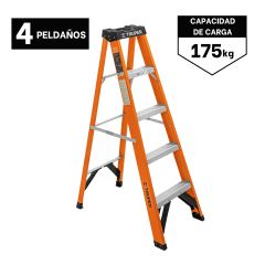 Escalera fibra de vidrio tipo tijera 4 peldaños truper