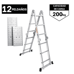 Escalera multiposición 12 peldaños soporta 200Kg Truper