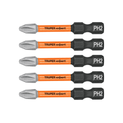 Estuche con 5 puntas de cruz PH2 de impacto largo 2 Truper