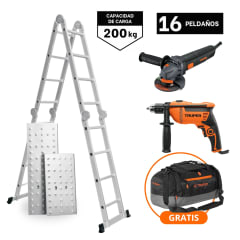Combo Escalera Multiposición + Taladro 600w + Amoladora 850 Truper 0