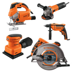Combo Profesional Sierra Caladora, Sierra circular, Lijadora Orbital, Taladro y Amoladora Truper 0