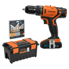 Taladro Percutor + Caja de herramientas y juego de 9 brocas Truper 0