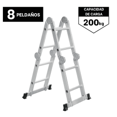 Escalera multiposición 8 peldaños soporta 200Kg Truper