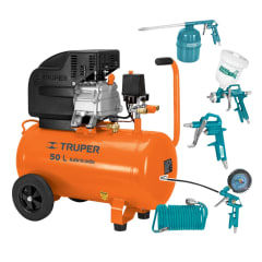 Compresora 50 Litros Truper + Kit Neumático 5 piezas Total 0