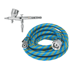 Kit aerógrafo de gravedad con vaso fijo + manguera Truper 0