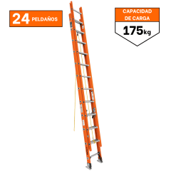 Escalera telescópica fibra de vidrio 24 peldaños Truper