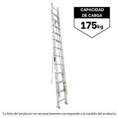 Escalera de extensión, tipo II, 20 peldaños, Truper