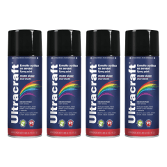Pintura spray color NEGRO BRILLANTE x4 unidades ULTRACRAFT