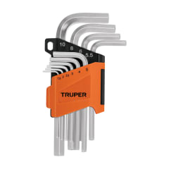 Juego 10 llaves allen mm punta hexagonal con organizador Truper 0