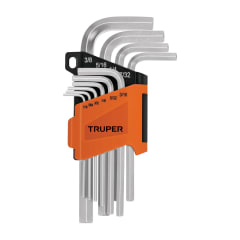 Juego 10 llaves allen std punta hexagonal con organizador Truper