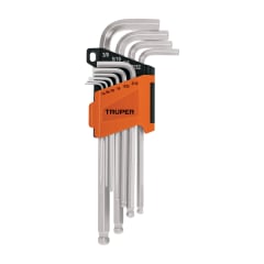 Juego 10 llaves allen largas std punta bola con organizador Truper 0