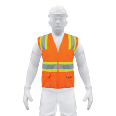 Chaleco de seguridad naranja max visibilidad y 6 bolsas Truper 0