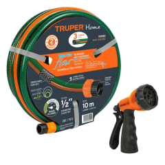 Manguera de riego 10m + pistola de riego 8 funciones Truper 0
