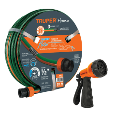 Manguera de riego 20m + pistola de riego 8 funciones Truper 0