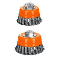 Escobilla tipo copa 4'' alambre trenzado grueso. eje m14 Truper