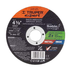 Disco de 4-1/2'' x 1.2 mm corte fino de metal Truper Expert