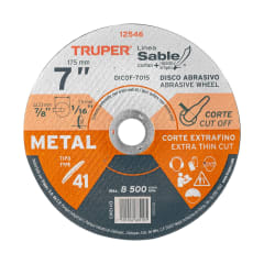 Disco tipo 41 de 7'' x 1.5 mm corte fino de metal. sable Truper