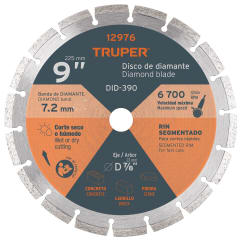 Disco diamantado de 9´´ x 2.7 mm rin segmentado, Truper