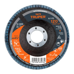 Disco flap 4-1/2´´ grano 120 centro 7/8´´, Truper