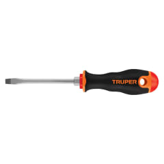 Desarmador plano 1/4'' x 4'' mango comfort grip. truper 0