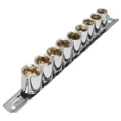 Juego de 9 dados hexagonales encastre 3/8'' mm. pretul