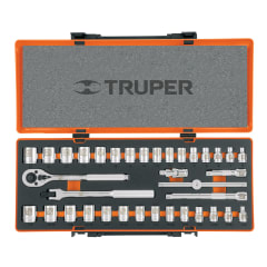 Juego de 36 herramientas cuadro 3/8´´ std y mm para mecánico Truper 0