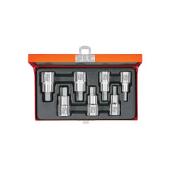 Juego de 7 dados punta hex encastre 1/2'' std estuche metálico Truper