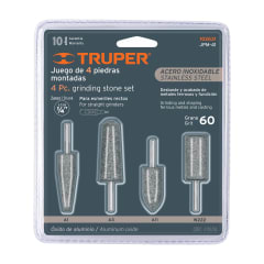 Juego de 4 piedras montadas zanco 1/4', acero inoxidable Truper