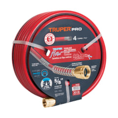 Manguera 5/8´´ super reforzada 4 capas 30 m conexiones metal Truper