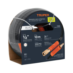 Rollo de 10 m de manguera 1/2´´ de hule para compresora, Truper 0