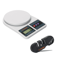 Balanza para cocina de plastico 5kg con mini afilador de cuchillos truper 0