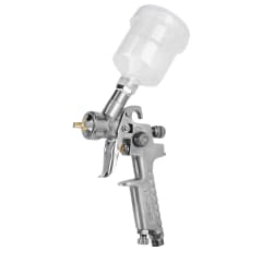 Pistola p/retoque gravedad, HVLP,vaso plástico,boquilla 1 mm Truper