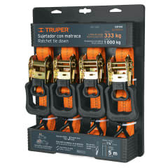 Juego de 4 sujetadores con ratchet carga máxima 1000 kg Truper 0