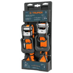 Juego de 2 sujetadores con ratchet carga máxima 1000 kg Truper 0