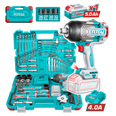 Llave de Impacto 1350nm 20v + 126 Herramientas Total 0