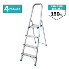 Escalera tubular 4 peldaños soporta 150 kg Total