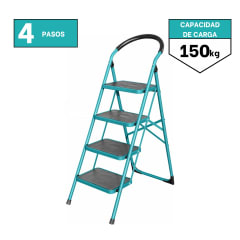 Escalera tubular de acero 4 pasos soporta 150kg Total